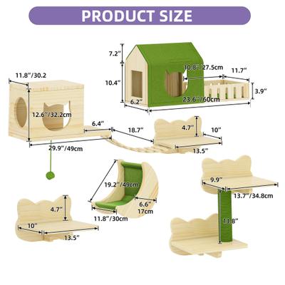 Show full view: Wooflex 14 piece Fleece Cat Wall Shelves, Beige slide 3 of 9