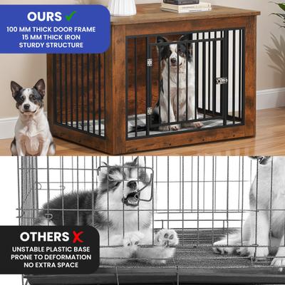 Show full view: Wooflex Wooden Furniture Dog Crate, Rustic Brown, 38 inch slide 3 of 10