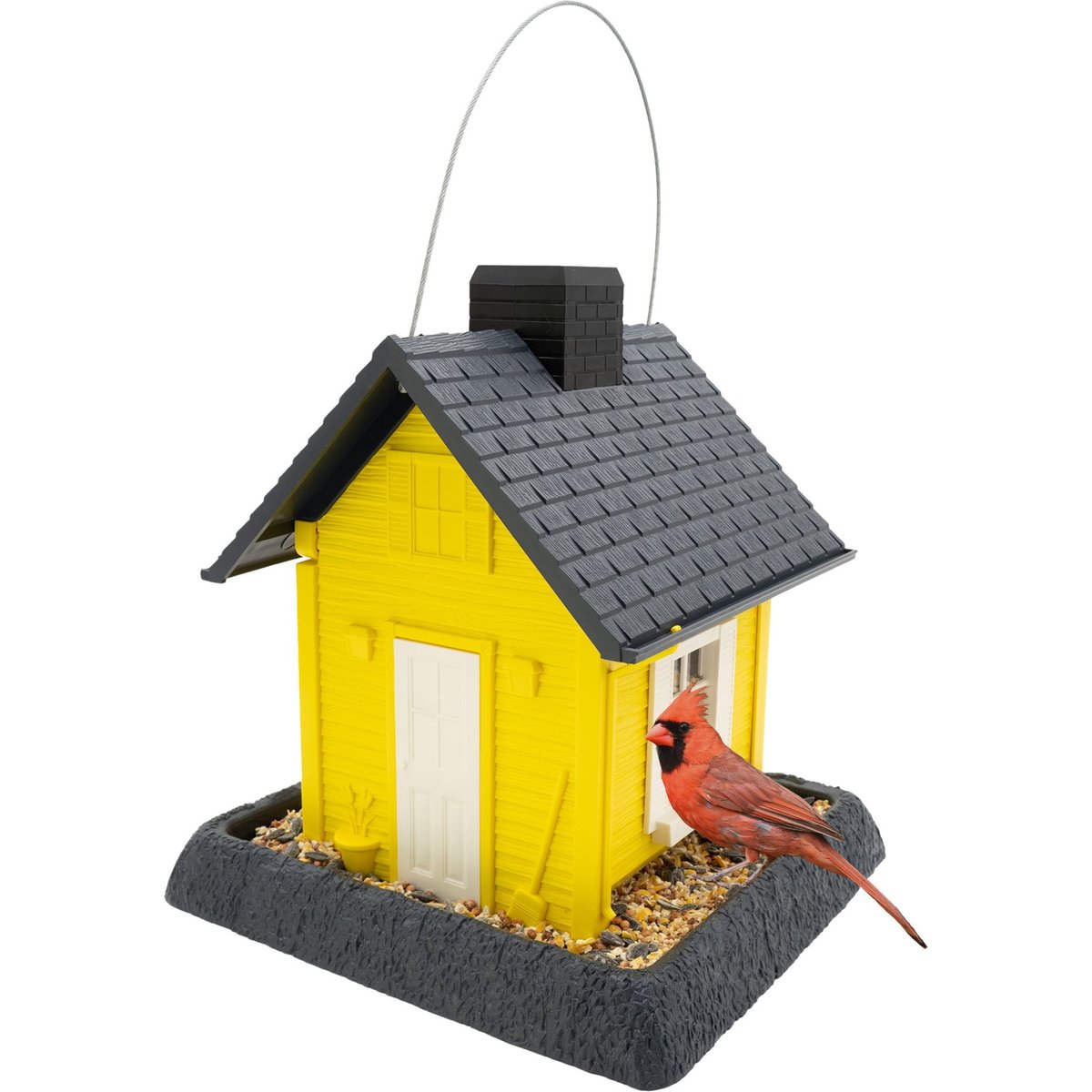 North States Village Collection Cottage Bird House-Hopper Feeder, 5-lb, Yellow