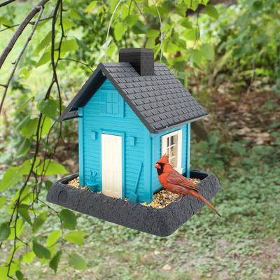 Show full view: North States Village Collection Cottage Bird House-Hopper Feeder, 5-lb, Blue slide 2 of 9