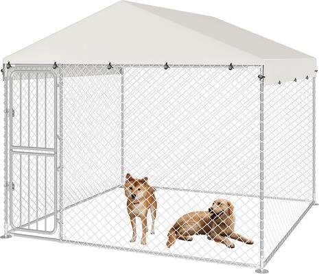 Show full view: Wooflex Outdoor Heavy Duty Playpen Cage Enclosure Dog Run Kennel with Waterproof Cover Steel, Silver, 7.5 x 7.5-ft slide 9 of 9