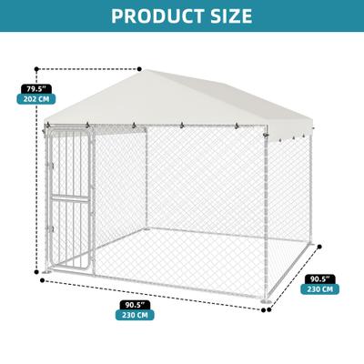 Show full view: Wooflex Outdoor Heavy Duty Playpen Cage Enclosure Dog Run Kennel with Waterproof Cover Steel, Silver, 7.5 x 7.5-ft slide 2 of 9