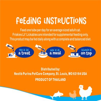 Show full view: Friskies lil’ Lickables Chicken, Tuna & Ocean Whitefish Variety Pack Lickable Cat Treats, 20 count slide 10 of 10