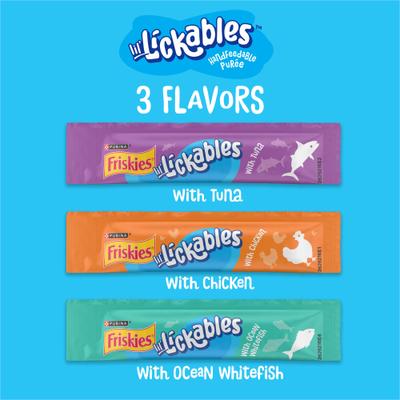 Show full view: Friskies lil’ Lickables Chicken, Tuna & Ocean Whitefish Variety Pack Lickable Cat Treats, 20 count slide 6 of 10