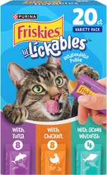 Friskies lil’ Lickables Chicken, Tuna & Ocean Whitefish Variety Pack Lickable Cat Treats, 20 count