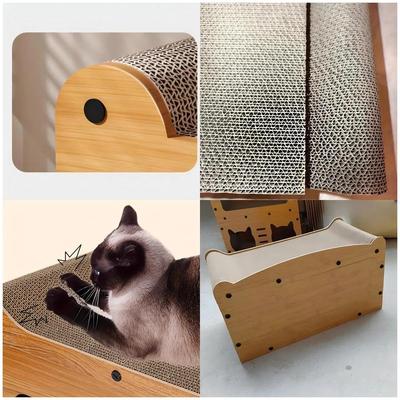 Show full view: NonoPets Double Door Double Layer Scratcher Cardboard Cat House with Hanging Ball slide 5 of 5