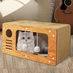 NonoPets Scratcher Lounge Cat Bed with Hanging Ball Toy Inside