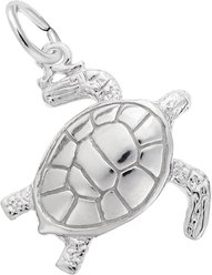Rembrandt Charms Sea Turtle Keepsake, Silver, 17.01 x 17.83-mm