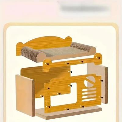 Show full view: NonoPets Single Door Double Layer Scratcher Cardboard Cat House with Hanging Ball slide 4 of 7