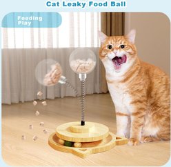 NonoPets Big Hole Interactive Wooden Treat Dispenser Cat Toy with Catnip Ball slide 2 of 6