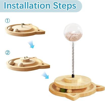 Show full view: NonoPets Big Hole Interactive Wooden Treat Dispenser Cat Toy with Catnip Ball slide 5 of 7