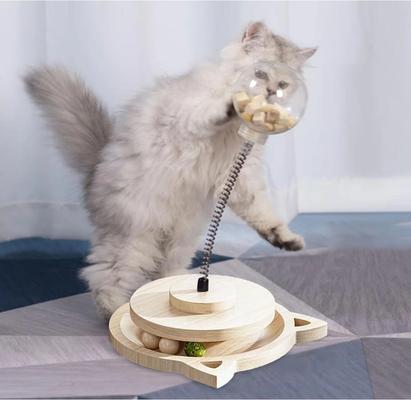 Show full view: NonoPets Big Hole Interactive Wooden Treat Dispenser Cat Toy with Catnip Ball slide 2 of 7