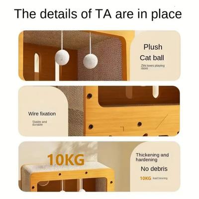 Show full view: NonoPets Scratcher Lounge Cat Bed with Hanging Ball Toy Inside slide 4 of 6