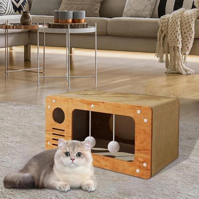 Show full view: NonoPets Scratcher Lounge Cat Bed with Hanging Ball Toy Inside slide 2 of 6