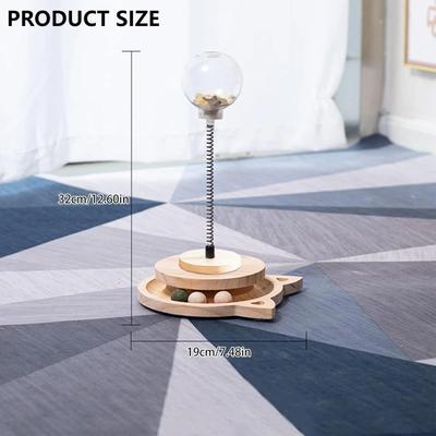 Show full view: NonoPets Small Hole Interactive Wooden Treat Dispenser Cat Toy with Catnip Ball slide 2 of 8