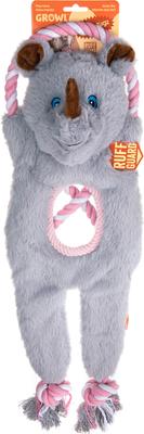 Show full view: GROWL Jungle Tugz Rhino Squeaky Plush Dog Toy slide 3 of 3
