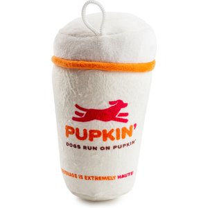 Haute Diggity Dog Pupkin' Donuts Hot Coffee Squeaky Plush Dog Toy, White