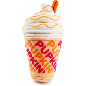Haute Diggity Dog Pupkin' Donuts Iced Coffee Squeaky Plush Dog Toy, Brown