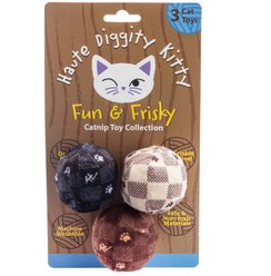 Haute Diggity Kitty Kitty Vuiton Balls Checker Squeaky Plush Cat Toy