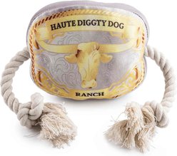 Haute Diggity Dog Western Belt Buckle Squeaky Plush Dog Toy, White