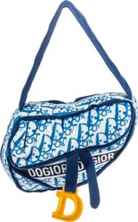 Haute Diggity Dog Dogior Saddle Bag Squeaky Plush Dog Toy, Blue