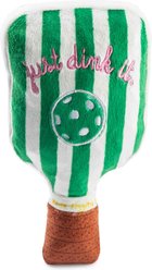 Haute Diggity Dog Stripe Pickleball Paddle Squeaky Plush Dog Toy, Green & White