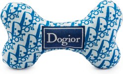 Haute Diggity Dog Dogior Bone Squeaky Plush Dog Toy, Blue, X-Large