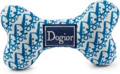 Haute Diggity Dog Dogior Bone Squeaky Plush Dog Toy, Blue, Large