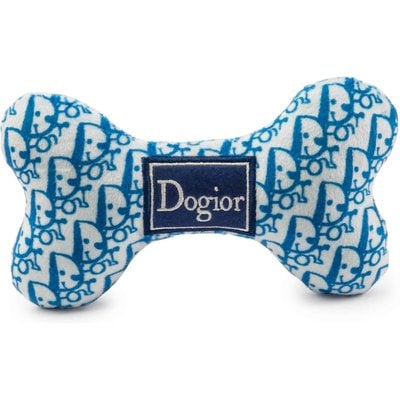 Haute Diggity Dog Haute Diggity Dog Dogior Bone Squeaky Plush Dog Toy, Blue, Large