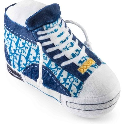 Haute Diggity Dog Haute Diggity Dog Dogior High-Top Tennis Shoe Squeaky Plush Dog Toy, Blue