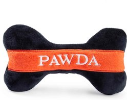 Haute Diggity Dog Pawda Bone Squeaky Plush Dog Toy, Black