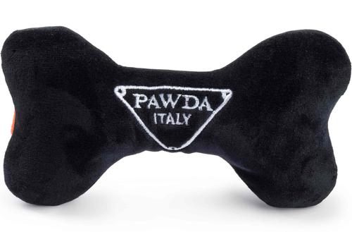 Show full view: Haute Diggity Dog Pawda Bone Squeaky Plush Dog Toy, Black slide 2 of 2
