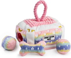 Haute Diggity Dog Chewy Vuiton Trunk Squeaky Plush Dog Toy, Pink Ombre