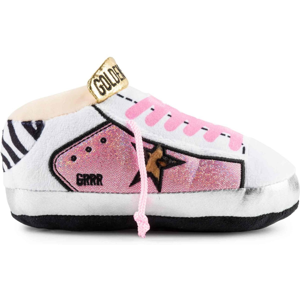 Haute Diggity Dog Golden Pooch Tennis Shoe Pink Squeaky Plush Dog Toy, Pink