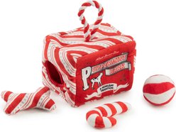 Haute Diggity Dog Christmas Puppermint Bark Activity House Squeaky Plush Dog Toy, Red