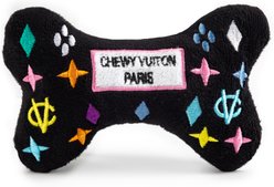 Haute Diggity Dog Monogram Bone Squeaky Plush Dog Toy, Black, Small