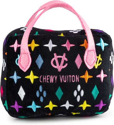 Show full view: Haute Diggity Dog Chewy Vuiton Bag Squeaky Plush Dog Toy, Black Monogram, Large slide 2 of 2