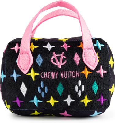 Show full view: Haute Diggity Dog Chewy Vuiton Bag Squeaky Plush Dog Toy, Black Monogram, Small slide 2 of 2