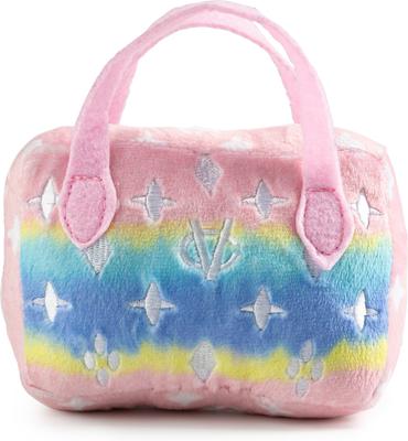Show full view: Haute Diggity Dog Chewy Vuiton Bag Squeaky Plush Dog Toy, Pink Ombre, Small slide 2 of 3
