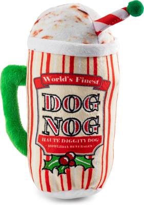 Show full view: Haute Diggity Dog Christmas Dog Nog Squeaky Plush Dog Toy, Red slide 2 of 2