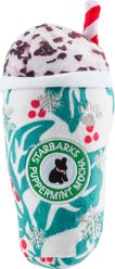 Haute Diggity Dog Christmas Starbarks Puppermint Mocha Holly Print Squeaky Plush Dog Toy, White