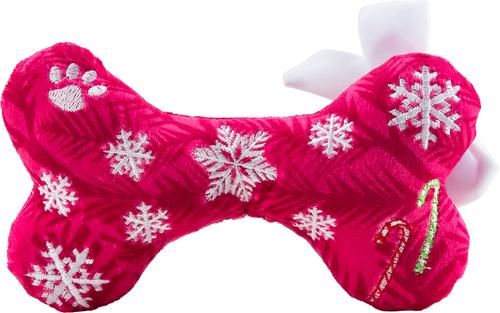 Show full view: Haute Diggity Dog Puppermint Bone Original Merry Christmas Squeaky Plush Dog Toy, Red slide 2 of 2