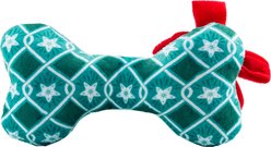 Haute Diggity Dog Christmas Puppermint Bone Green Stars Happy Howlidays Squeaky Plush Dog Toy, Green slide 2 of 2