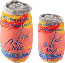 Haute Diggity Dog Lickcroix Pamplemutt Barkling Water Squeaky Plush Dog Toy, Orange, Small