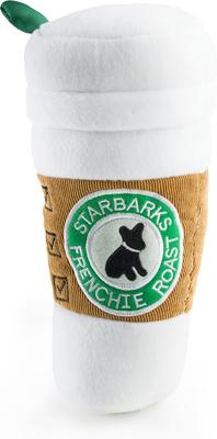 Show full view: Haute Diggity Dog Starbarks with Lid Coffee Cup Squeaky Plush Dog Toy, White, Large slide 2 of 2