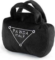 Haute Diggity Dog Pawda Handbag Squeaky Plush Dog Toy, Black, Small