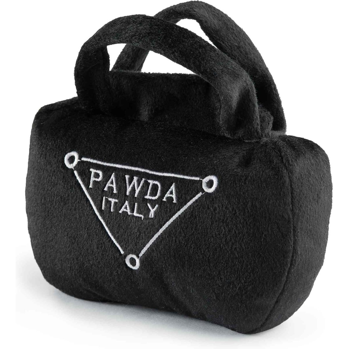 Haute Diggity Dog Pawda Handbag Squeaky Plush Dog Toy, Black, Large
