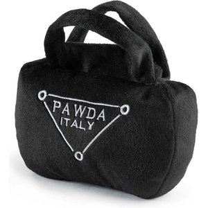 Haute Diggity Dog Pawda Handbag Squeaky Plush Dog Toy, Black, Small