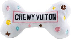 Haute Diggity Dog Chewy Vuiton Bone Squeaky Plush Dog Toy, White, X-Large