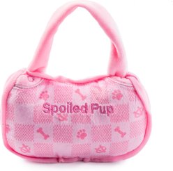 Haute Diggity Dog Chewy Vuiton Handbag Squeaky Plush Dog Toy, Pink Checker, Small slide 2 of 2